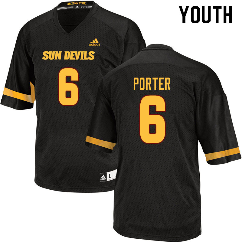 Youth #6 Geordon Porter Arizona State Sun Devils College Football Jerseys Sale-Black - Click Image to Close